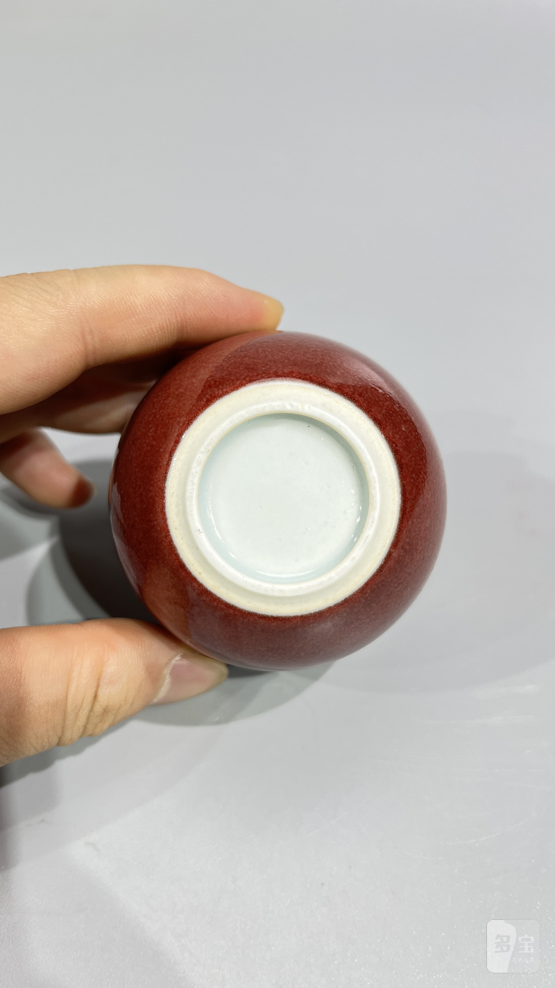 清 红釉杯（一对） - 图7